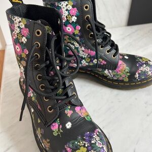 Doc Marten Floral Black Boots
